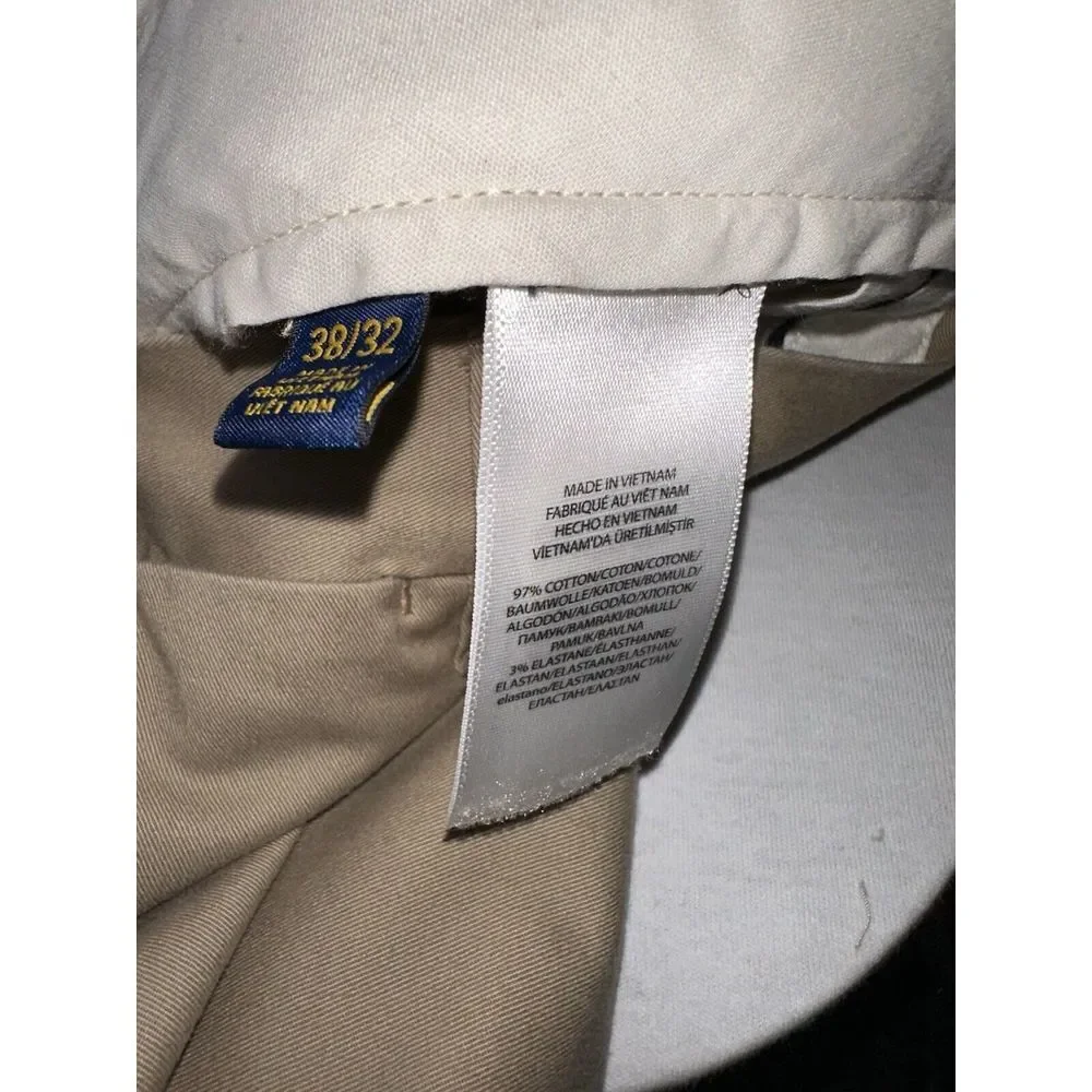 Polo Ralph Lauren Men's Stretch Classic Fit Khaki Chino Pants 38x32 Flat Front‎